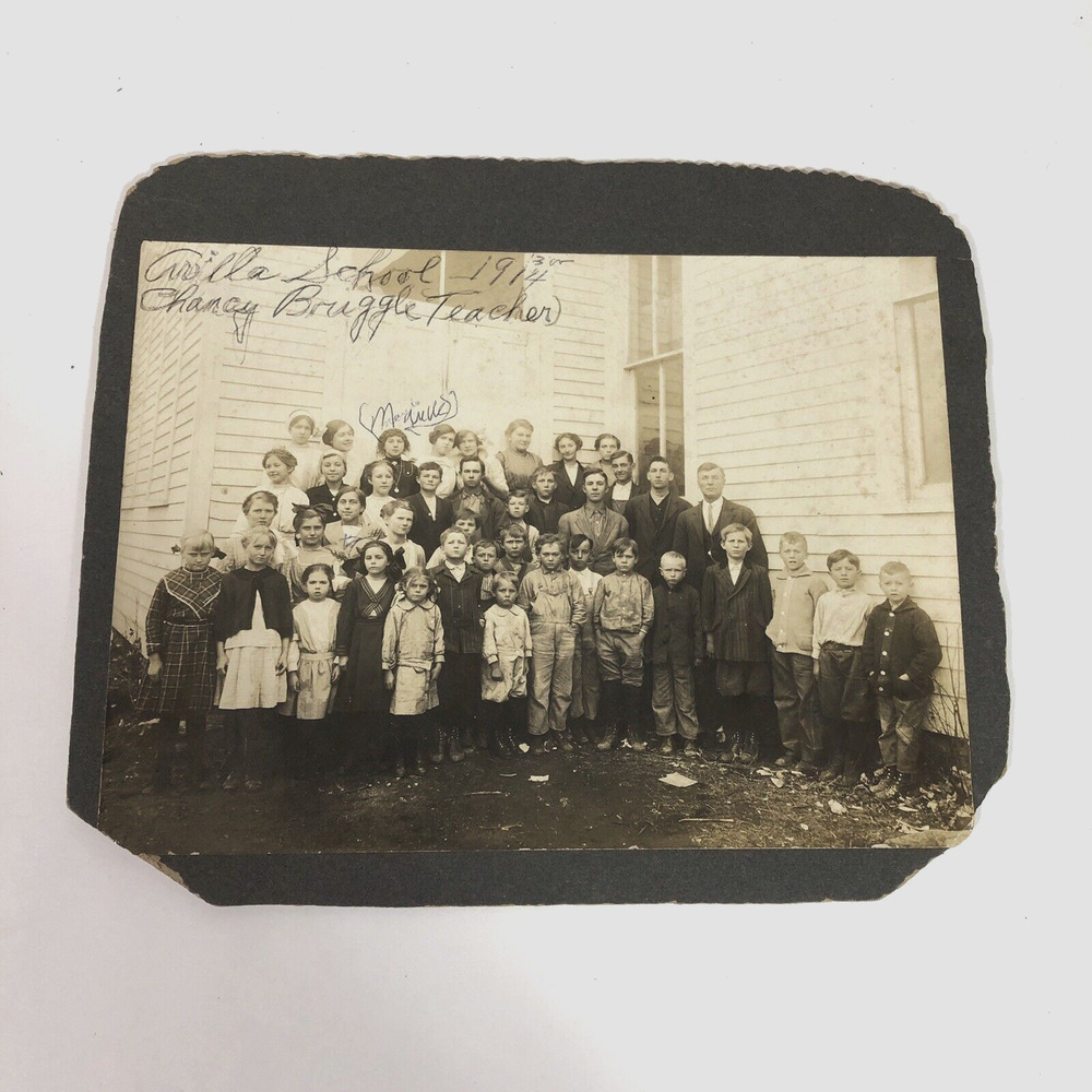Vintage 1910s Real Photo School Children Students Class & Teacher Avila Missouri